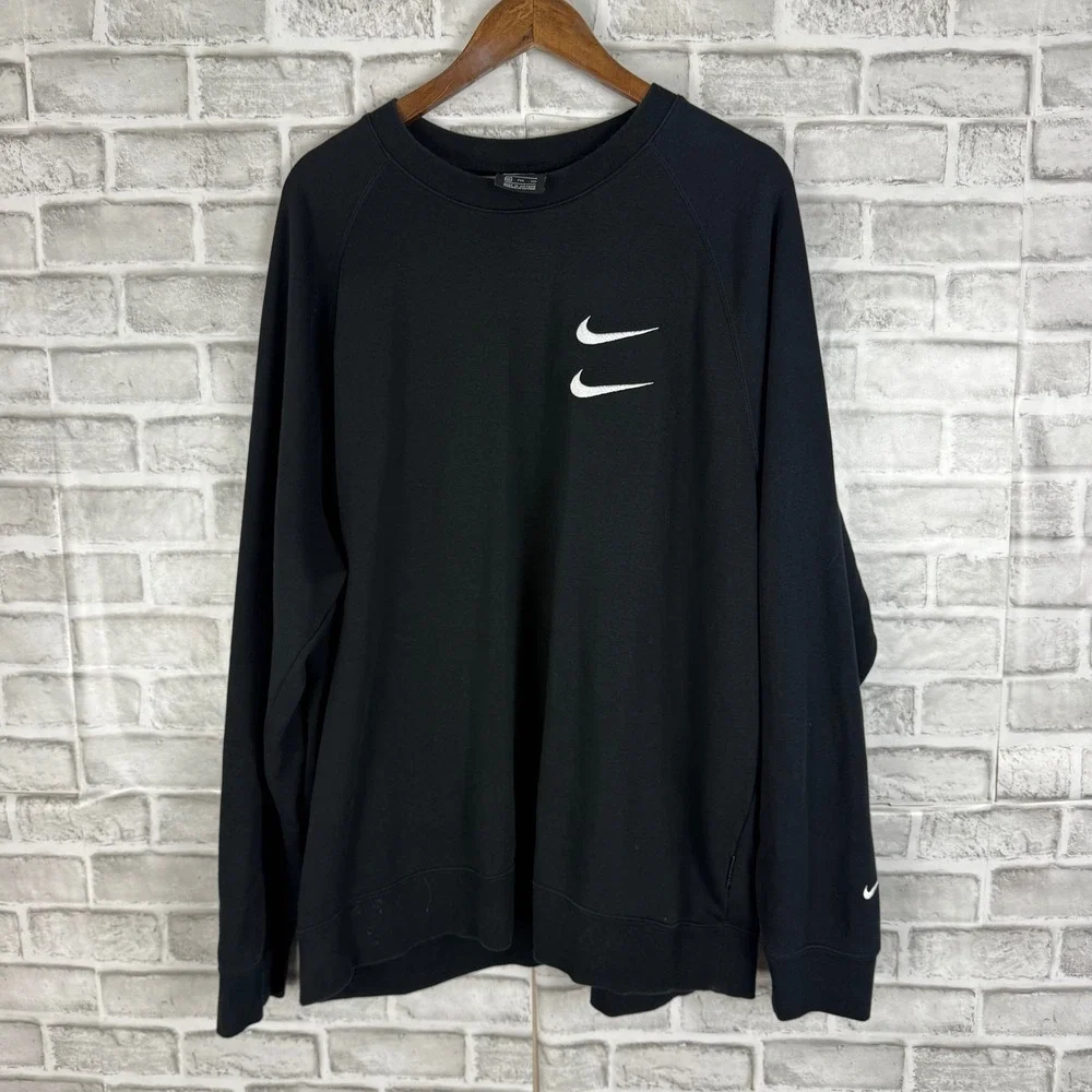 Nike Sportswear Swoosh Crewneck Sweatshirt Black Mens XXL CJ4871-010 Pullover